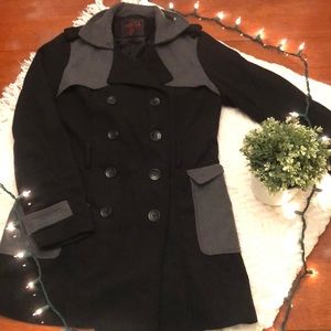 Black and grey pea coat